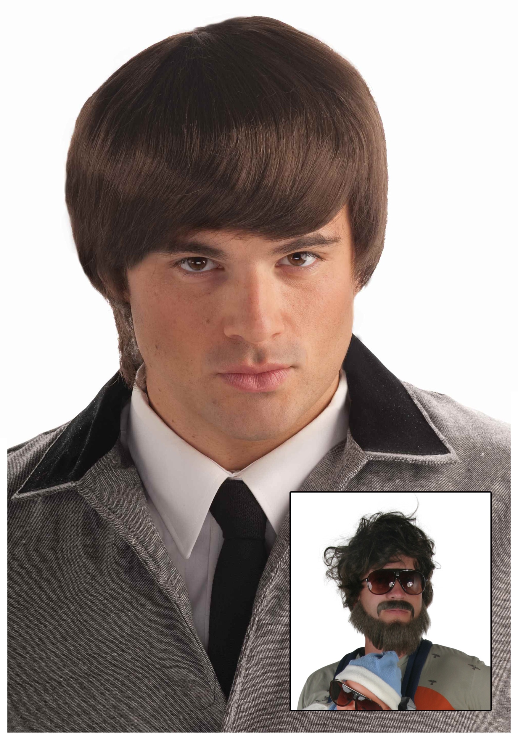 Brown Mens Wig And Mustache | kahian.com