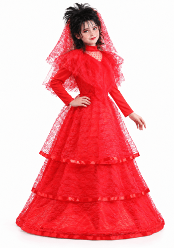 Girl's Gothic Red Wedding Dress Costume upd
