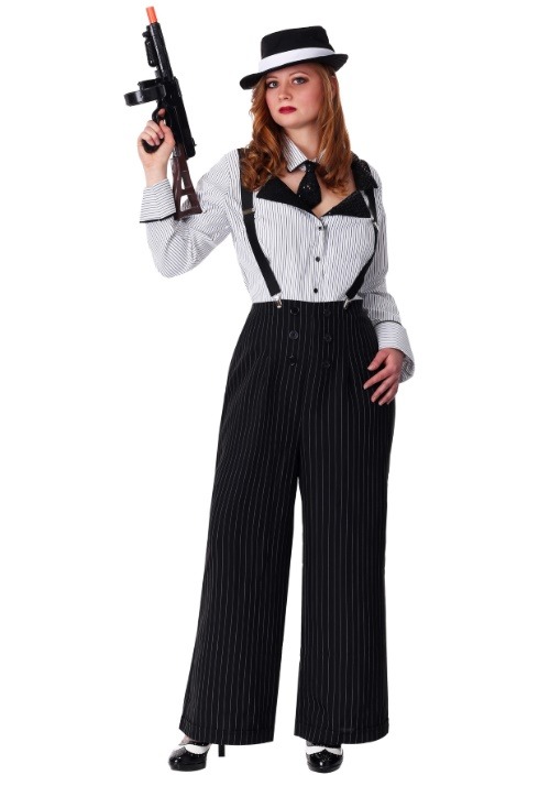 Plus Size Pinstripe Gangster Costume