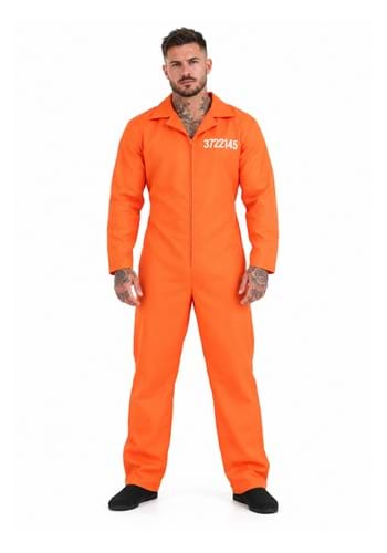 Mens Prison Orange Jumpsuit Costume Main 1