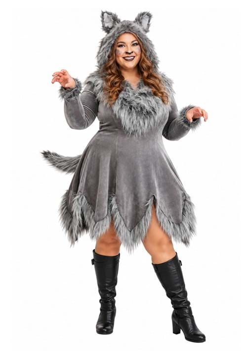 Women's Plus Size Grey Wolf Costume upd