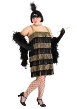 Plus Size Fringe Gold Flapper Costume Update Main1