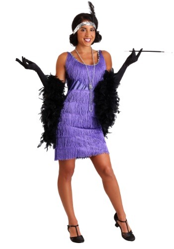Plus Size Purple Fringe Flapper Dress update2