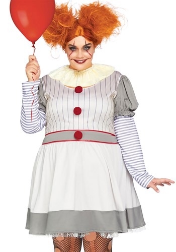 Womens Plus Creepy Clown Costume