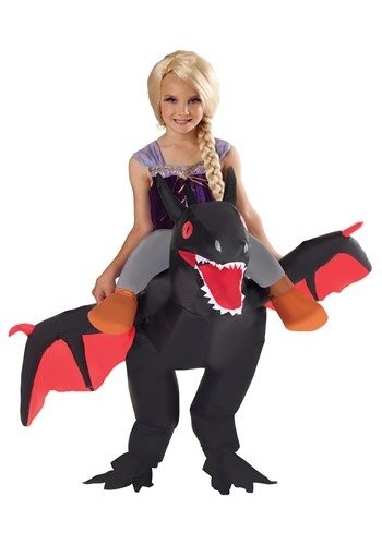 Kids Inflatable Black Ride on Dragon Costume