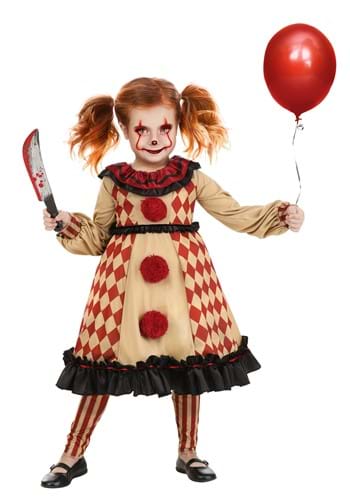 Girls Little Creepy Clown Toddler Costume