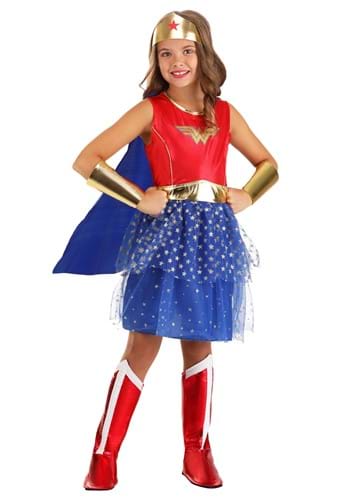 Girl's Caped Wonder Woman Costume