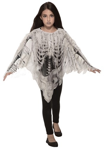 Girl's Tattered Skeleton Poncho Costume update1