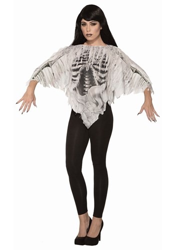 Women's Tattered Skeleton Poncho Costume11