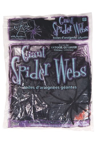 60g Large Black Spider Web w/Spiders Decoration Update