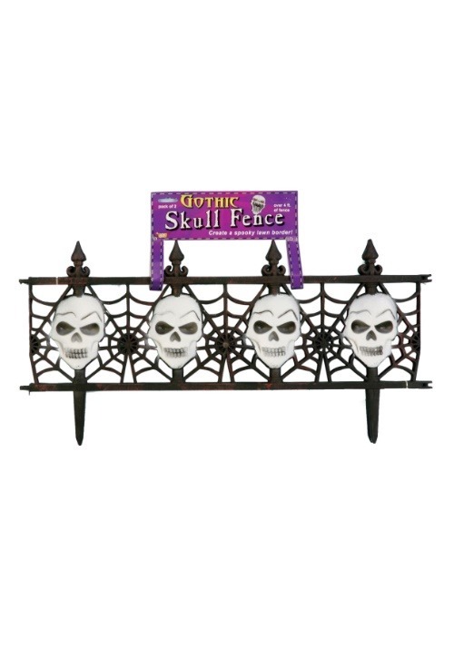 2 pc 24" x 12" Gothic Skull Fence Decoration