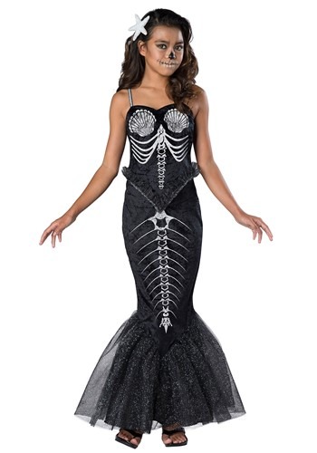 Girls Skeleton Mermaid Costume