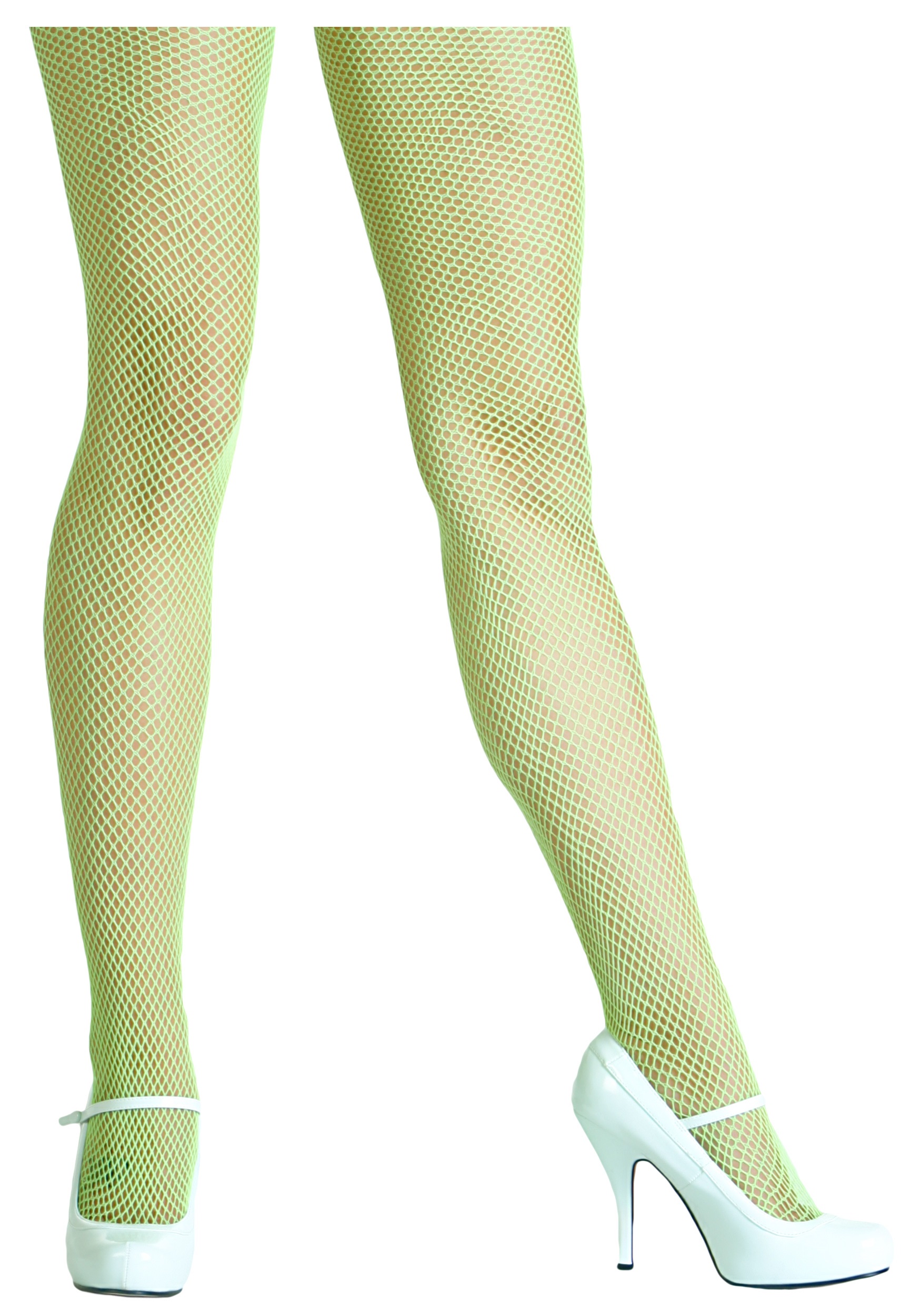 80's Neon Green Adult Costume Fishnet Tights One Size
