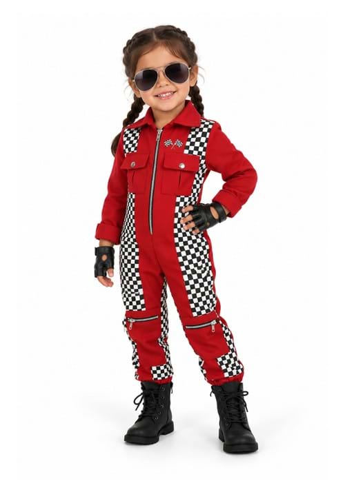 Girls Red Racer Jumpsuit Toddler Costume New Main