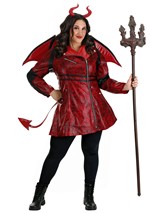 Women's Plus Size Leather Devil Costume Alt 7