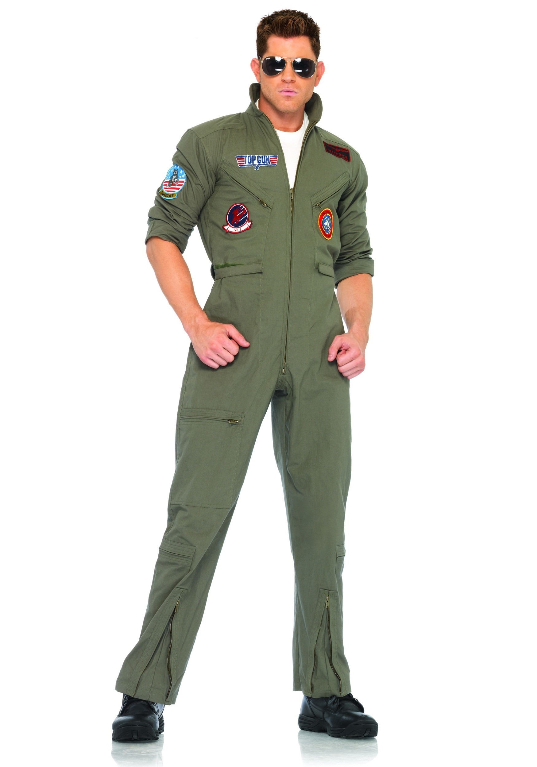 Halloween Men's Top Gun Jumpsuit Costume - (S/M), Green