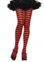 Womens Black and Red Striped Nylon Tights