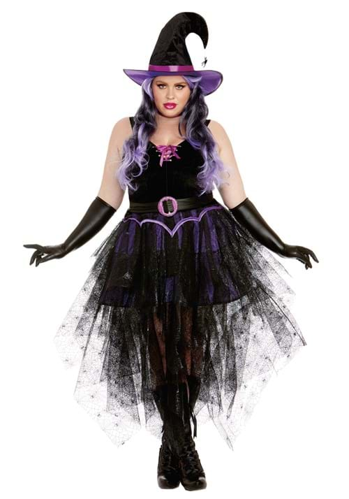 Womens Plus Sexy Purple Witch