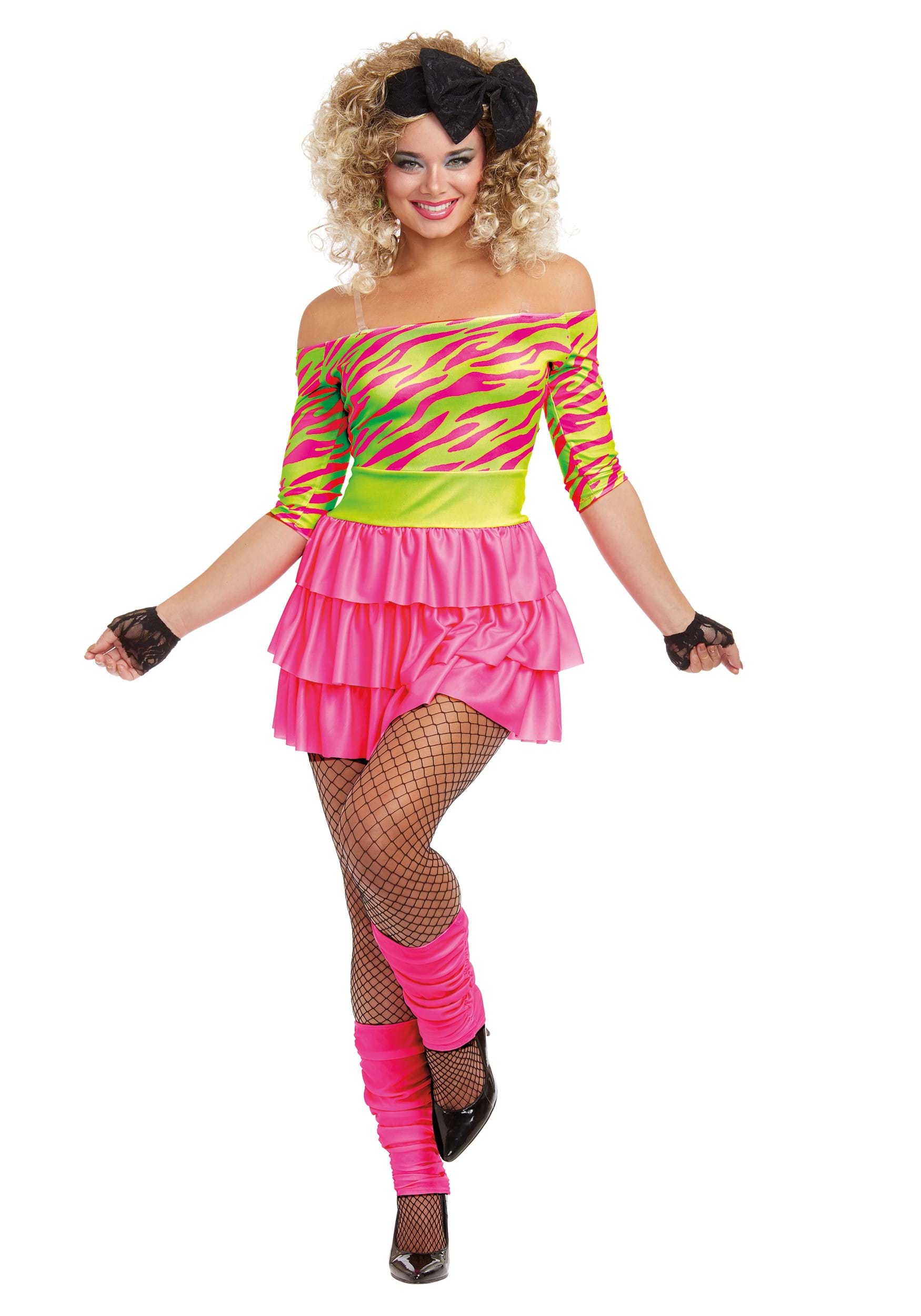 Ladies Opaque Neon 80's Tights Fancy Dress Costume Accessory Full