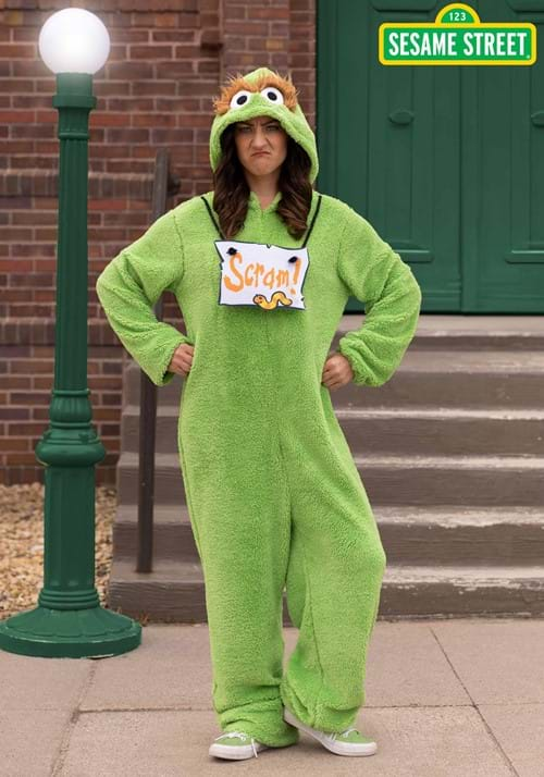 Adult Oscar the Grouch Costume Onesie