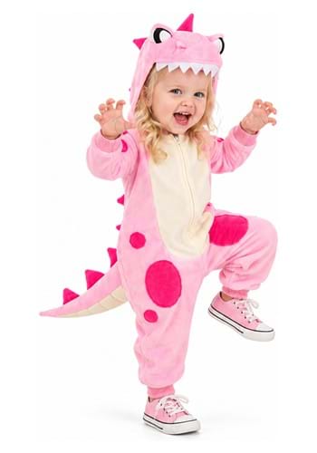 Girls Pink Dinosaur Onesie Toddler Costume 1