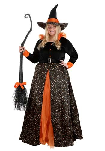 Plus Size Sparkling Orange Witch