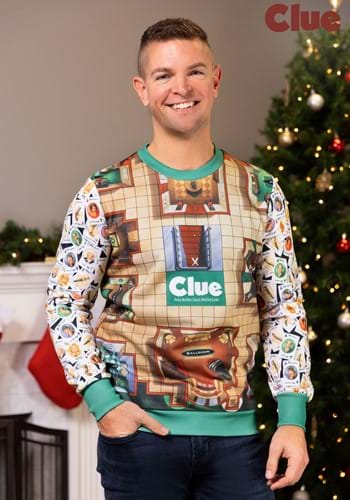 Adult Clue Board Game Mansion Sweater Alt 1