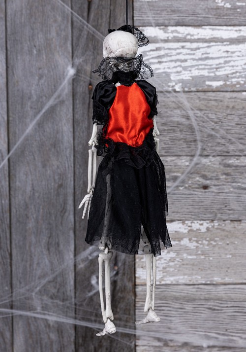 16-Inch Hanging Gothic Dress Skeleton Lady Halloween Decoration ...