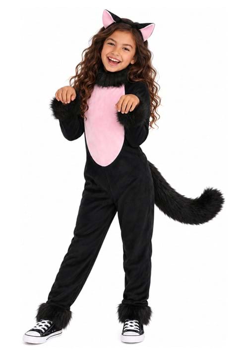 Big Tailed Kid's Black Cat Costume upd