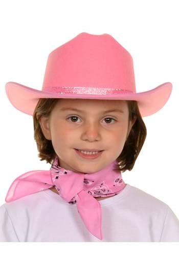 Girls Pink Sparkle Cowboy Hat Bandana Set