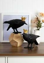 Set of Two Resin Crows with Gold Crowns