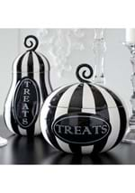 9" Black and White Striped Pumpkin Treats Containe Alt 1