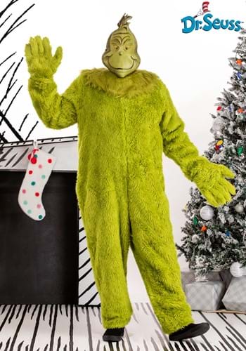 Grinch Adult Plus Deluxe Jumpsuit with Latex Mask