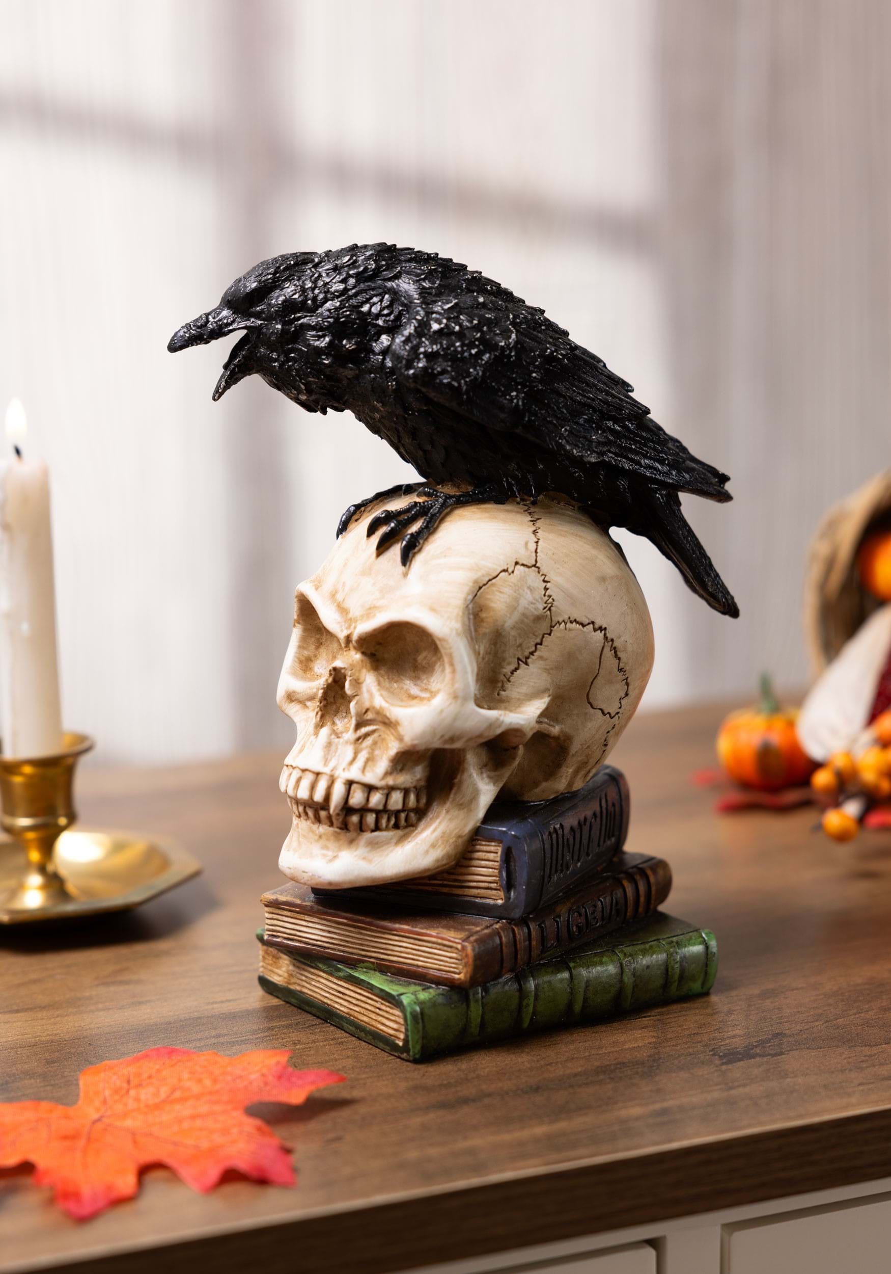 Large Winged Skull Gothic Candlestick