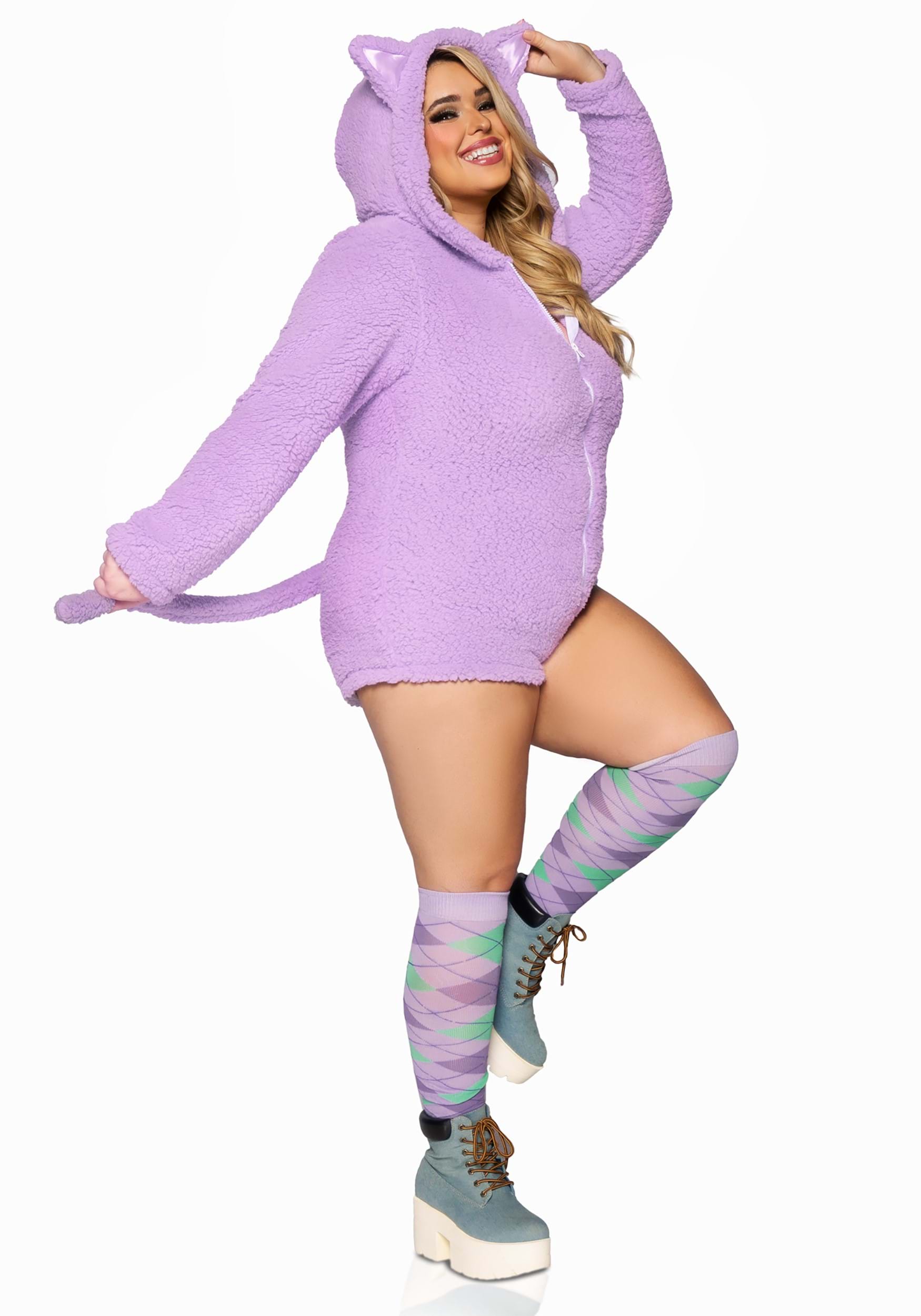 Leg Avenue Plus Cuddle Kitty Costume, Lavender / 3X/4X