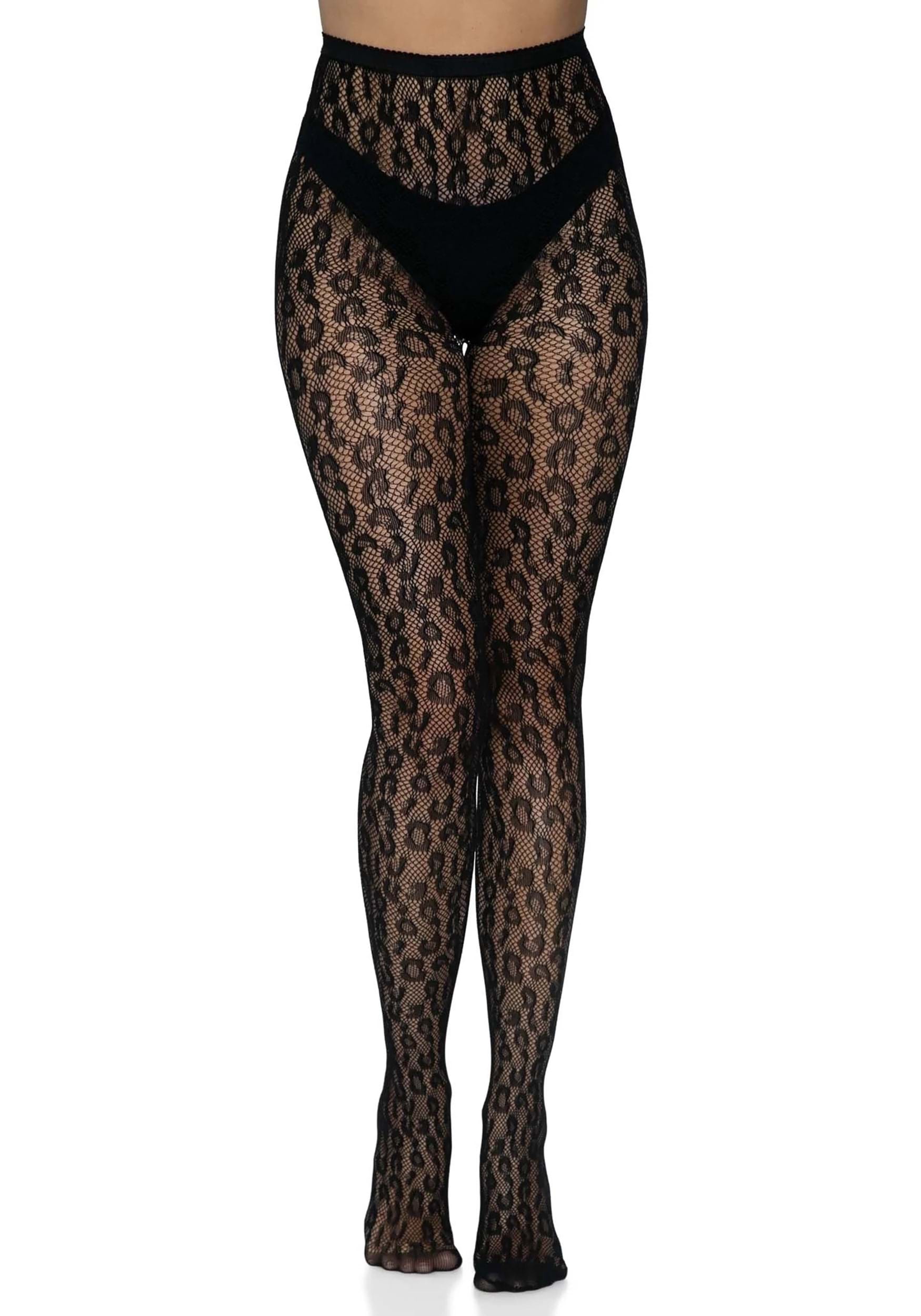 Prowl & Pounce Black Sheer Leopard Print Tights