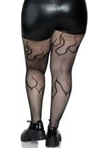 Plus Size Black Flame Net Tights Alt 1