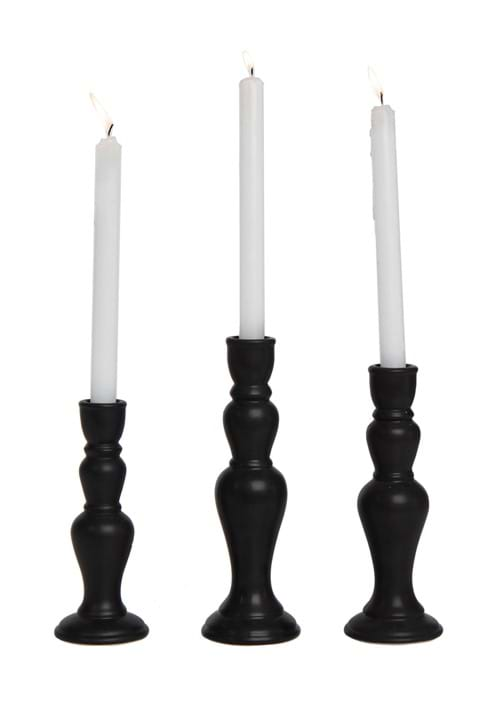 10" Ceramic Matte Black Candle Stick Set