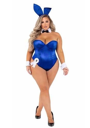 Playboy Plus Size Women's Royal Blue Bunny Costume-2