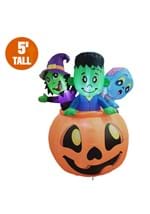 5Ft Tall Three Characters on Pumpkin Inflatable De Alt 4