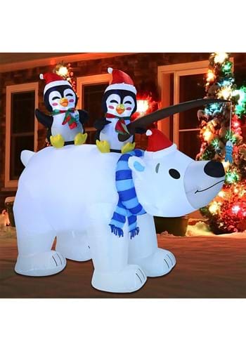 6.5FT Tall Animated Polar Bear & Penguins Inflatable