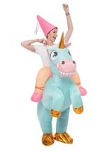 Adult Inflatable Riding A Blue Unicorn Costume Alt 2
