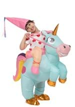 Child Inflatable Riding A Blue Unicorn Costume Alt 4