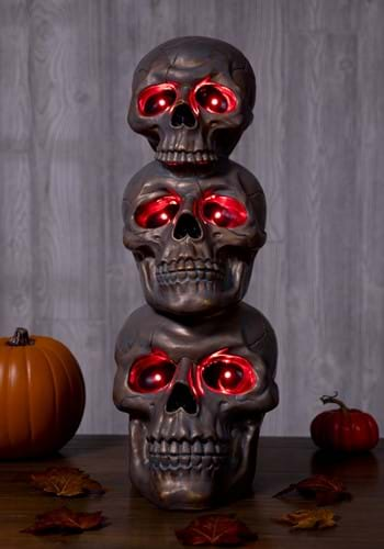 27 5 Inch Bronze Light Up Stack of Skulls