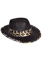 Black Velvet Leopard Trim Pimp Hat