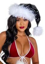 Black Vinyl with White Faux Fur Santa Hat