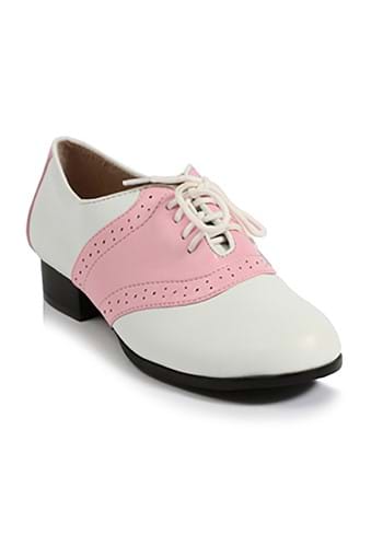 Women's White Pink Saddle Shoes