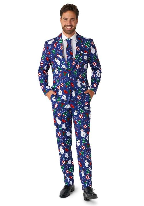 Mens Suitmeister Christmas Snowman Blue Suit