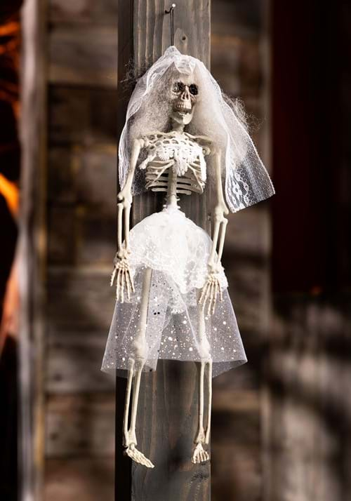 16" Hanging Skeleton Bride Halloween Decoration