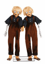 4FT Creepy Twin Boys Animatronic Halloween Prop Alt 2